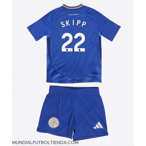 Camiseta Leicester City Oliver Skipp #22 Primera Equipación Replica 2024-25 para niños mangas cortas (+ Pantalones cortos)